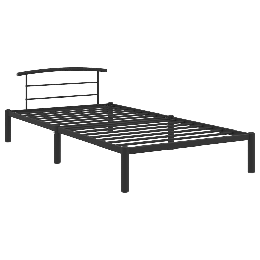 284656 Bed Frame Without Mattress Black Metal 90X200 Cm