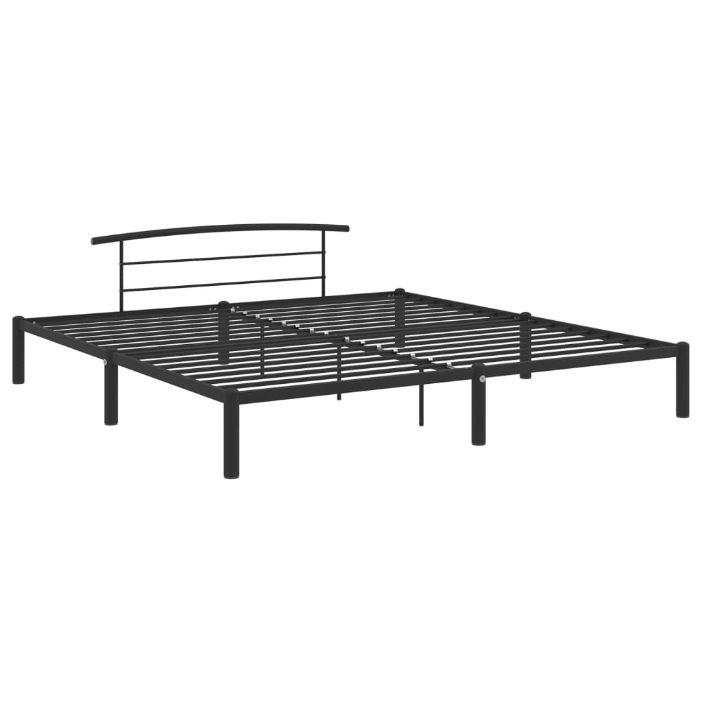 Bed Frame Black Metal 180X200 Cm Super King