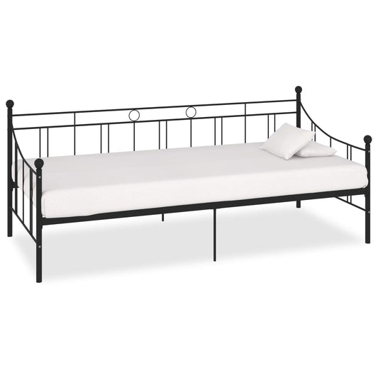 284669 Daybed Frame Without Mattress Black Metal 90X200 Cm