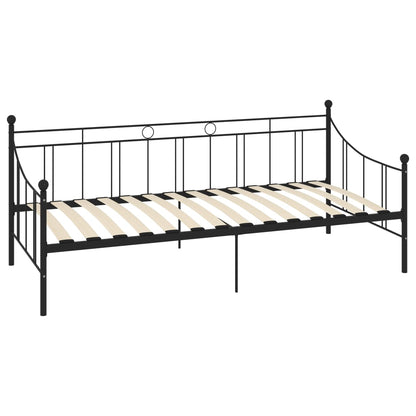 284669 Daybed Frame Without Mattress Black Metal 90X200 Cm