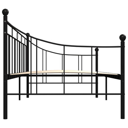 284669 Daybed Frame Without Mattress Black Metal 90X200 Cm