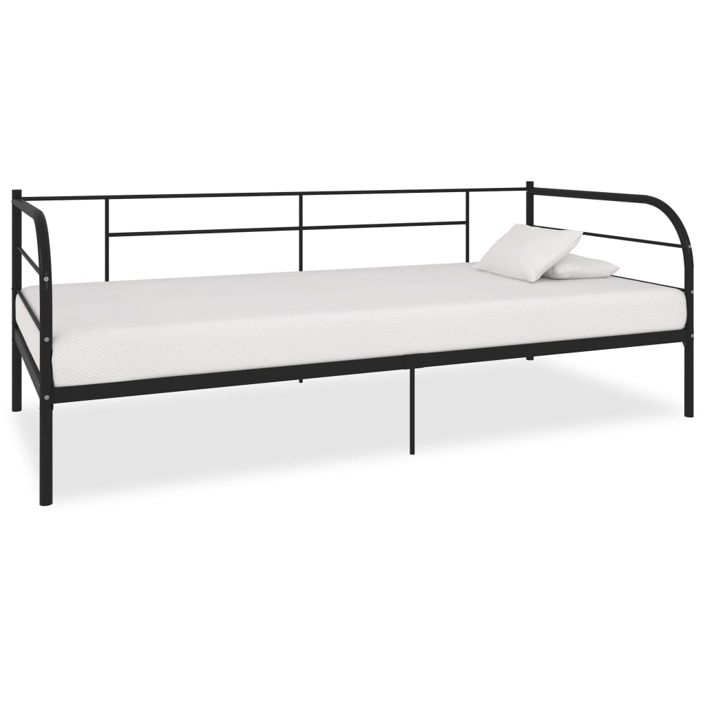 284673 Daybed Frame Without Mattress Black Metal 90X200 Cm