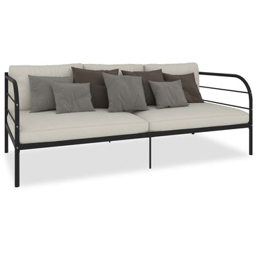 284673 Daybed Frame Without Mattress Black Metal 90X200 Cm