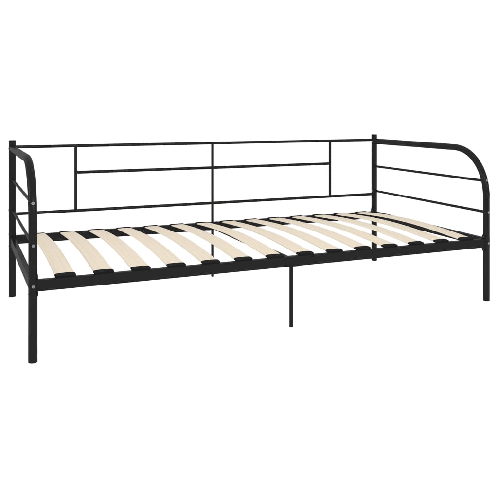 284673 Daybed Frame Without Mattress Black Metal 90X200 Cm