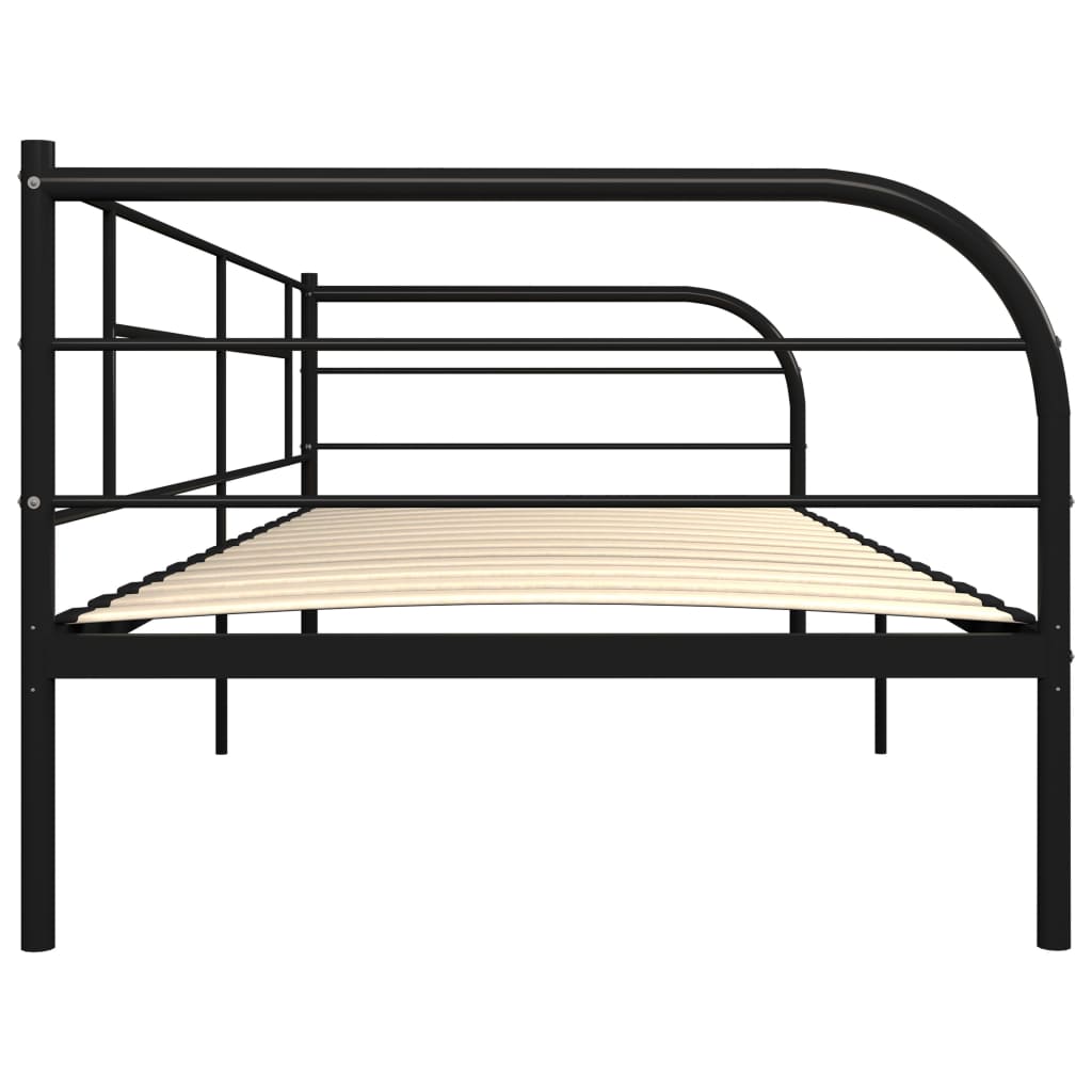 284673 Daybed Frame Without Mattress Black Metal 90X200 Cm