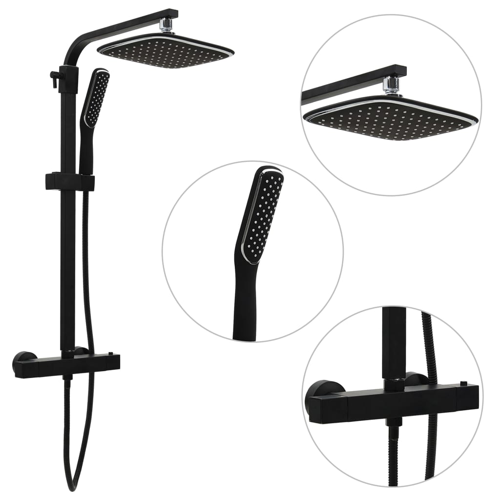 Dual Head Shower Set With Mixer And Hose Black