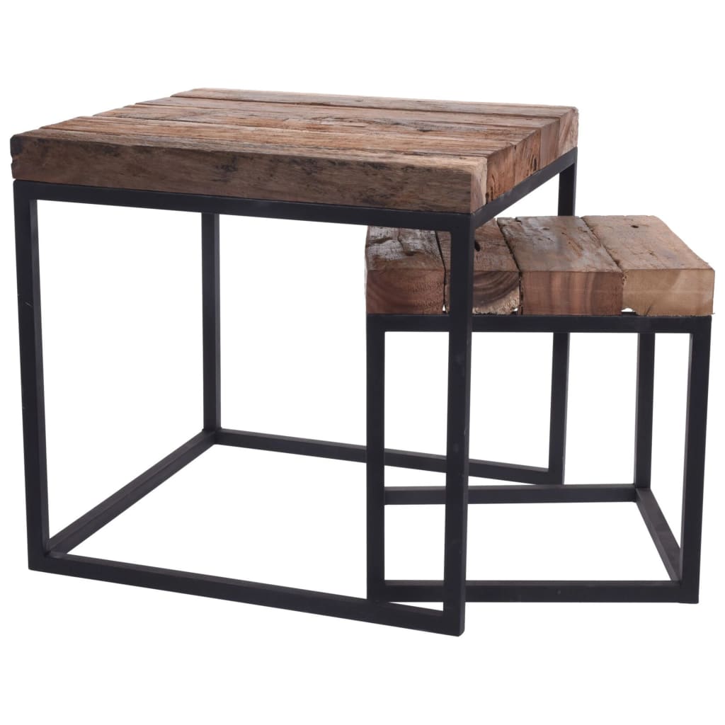 H&S Collection Side Table Set 2 Pcs Teak