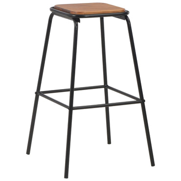 Bar Stools 4 Pcs Black Solid Pinewood And Steel