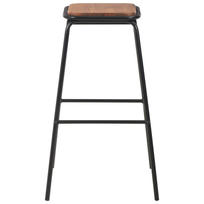 Bar Stools 4 Pcs Black Solid Pinewood And Steel