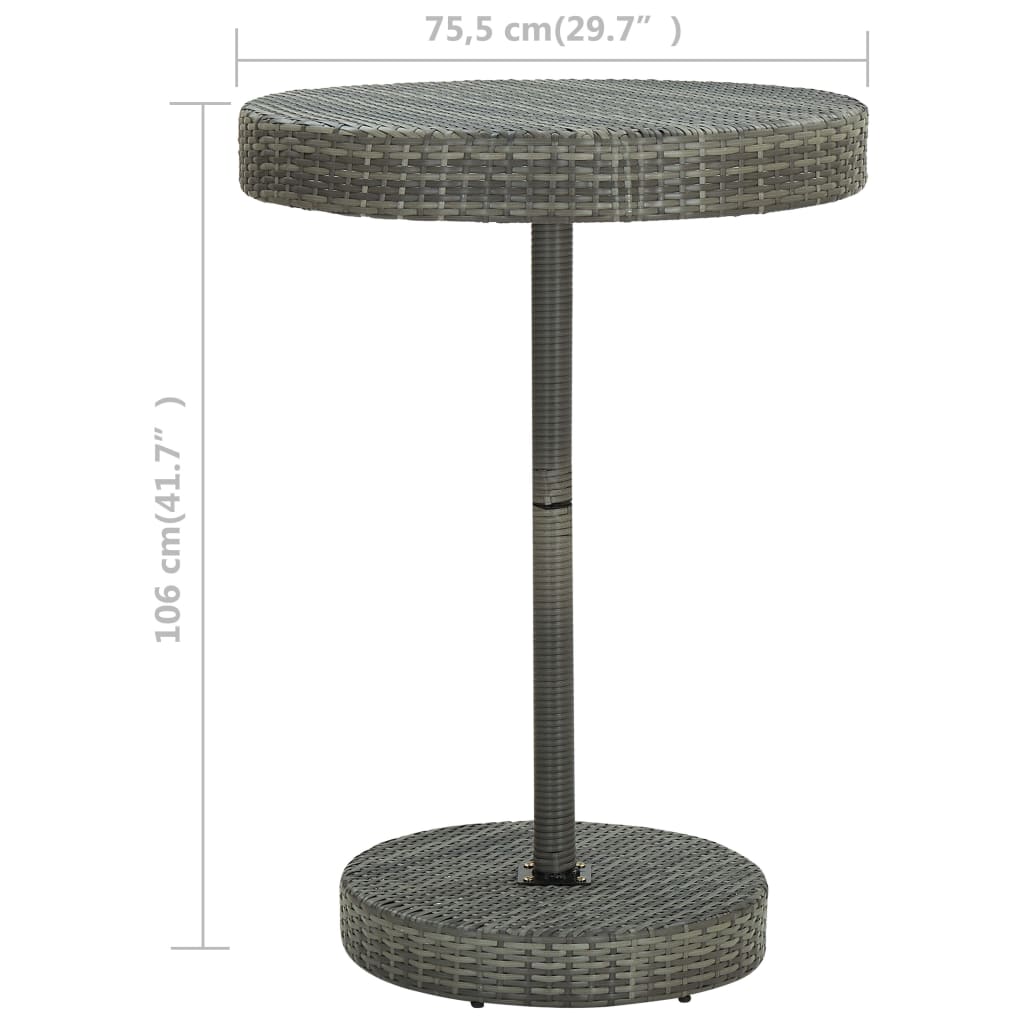 Garden Table Grey 75.5X106 Cm Poly Rattan