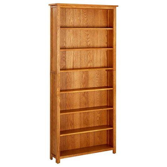 7-Tier Bookcase 90X22.5X200 Cm Solid Oak Wood