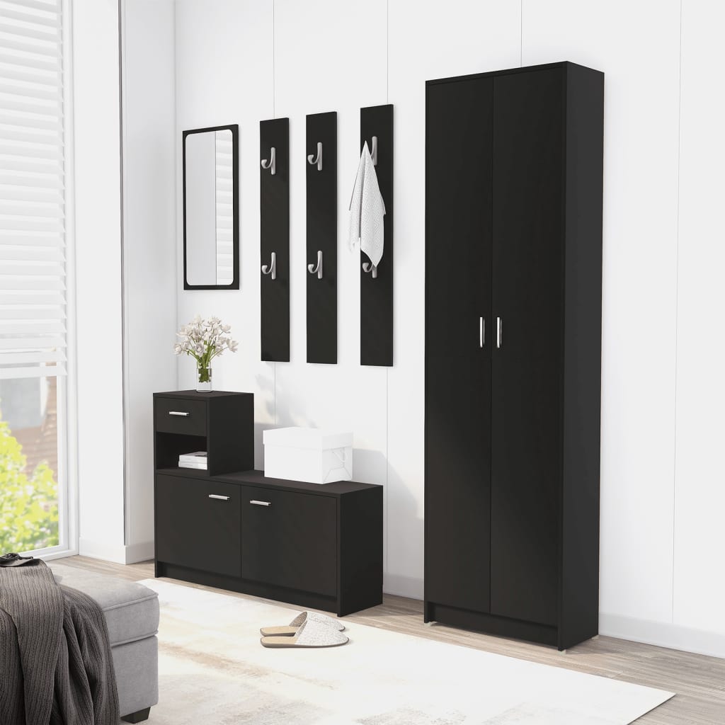 Hallway Wardrobe Black 55X25X189 Cm Engineered Wood