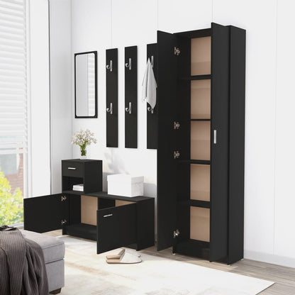 Hallway Wardrobe Black 55X25X189 Cm Engineered Wood