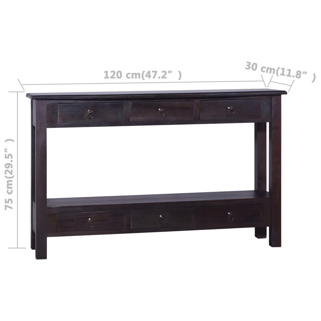 Console Table Light Black Coffee 120X30X75 Cm Solid Mahogany Wood