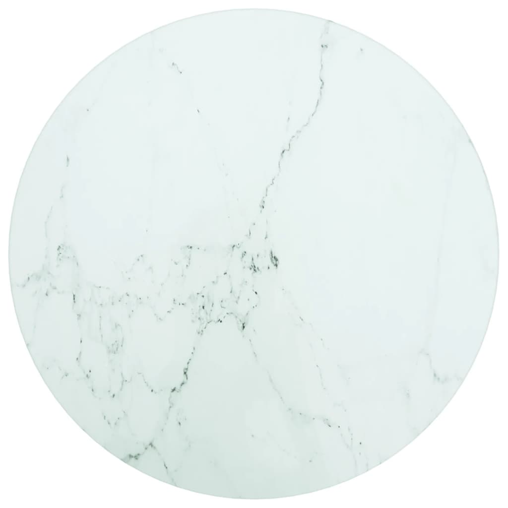 Table Top White Ø30X0.8 Cm Tempered Glass With Marble Design