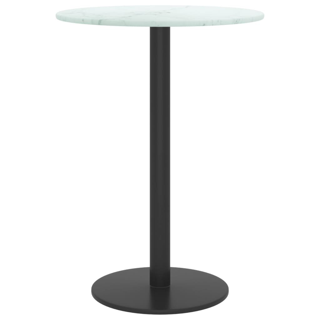 Table Top White Ø30X0.8 Cm Tempered Glass With Marble Design