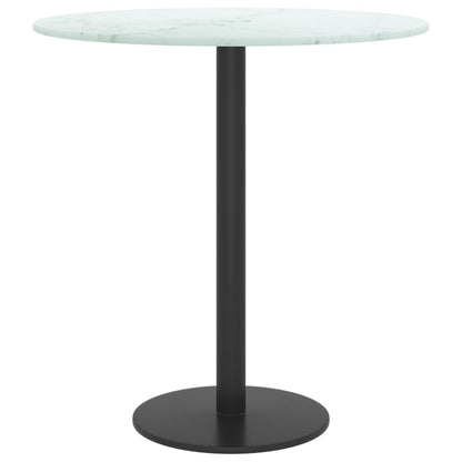 Table Top White Ø40X0.8 Cm Tempered Glass With Marble Design