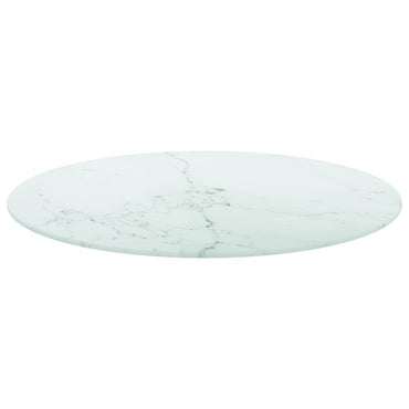 Table Top White ?60X0.8 Cm Tempered Glass With Marble Design