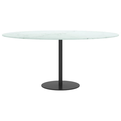 Table Top White Ø90X1 Cm Tempered Glass With Marble Design