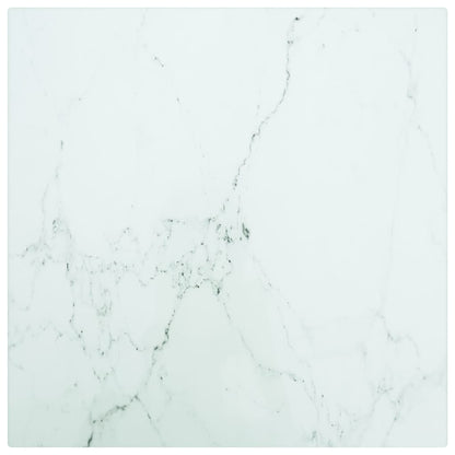 Table Top White 30X30 Cm 6 Mm Tempered Glass With Marble Design