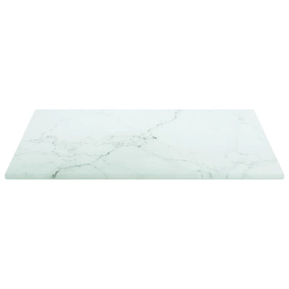 Table Top White 30X30 Cm 6 Mm Tempered Glass With Marble Design