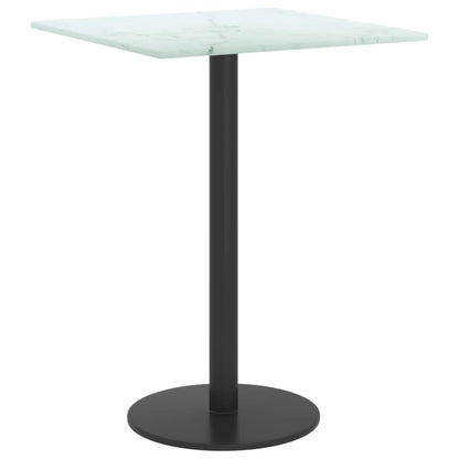 Table Top White 30X30 Cm 6 Mm Tempered Glass With Marble Design