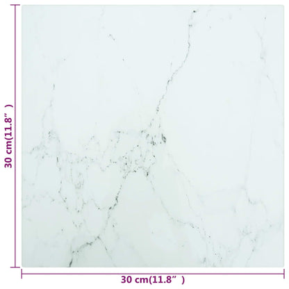 Table Top White 30X30 Cm 6 Mm Tempered Glass With Marble Design