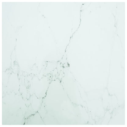 Table Top White 70X70 Cm 6 Mm Tempered Glass With Marble Design