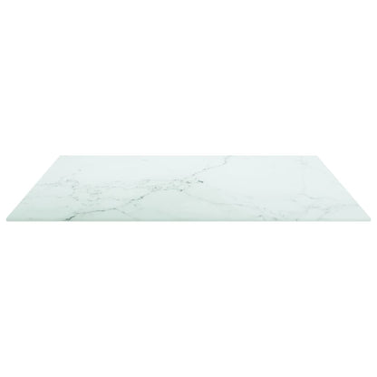 Table Top White 70X70 Cm 6 Mm Tempered Glass With Marble Design