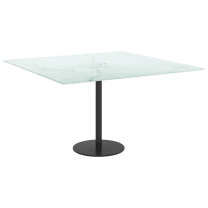 Table Top White 70X70 Cm 6 Mm Tempered Glass With Marble Design