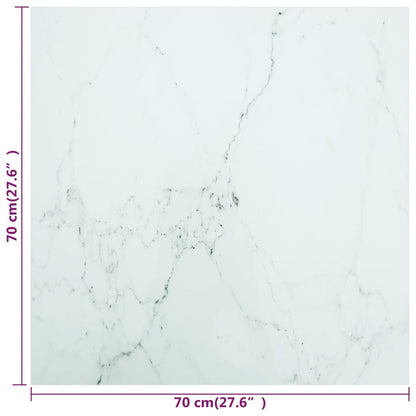 Table Top White 70X70 Cm 6 Mm Tempered Glass With Marble Design