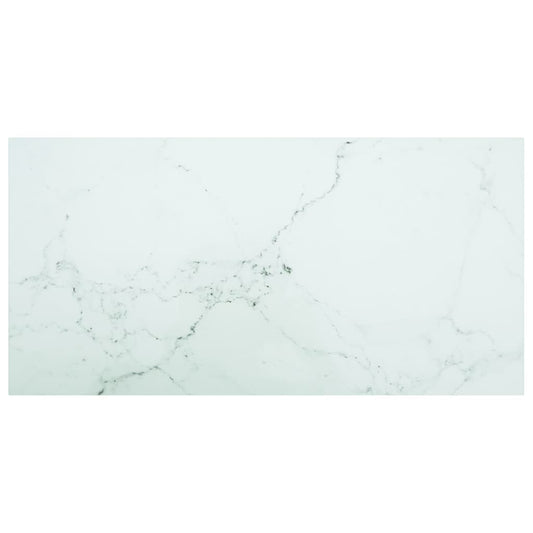 Table Top White 100X50 Cm 6Mm Tempered Glass With Marble Design