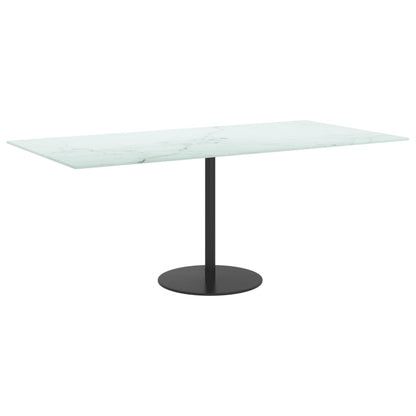 Table Top White 100X50 Cm 6Mm Tempered Glass With Marble Design