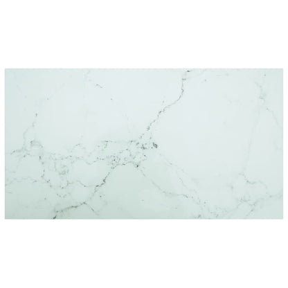 Table Top White 120X65 Cm 8Mm Tempered Glass With Marble Design