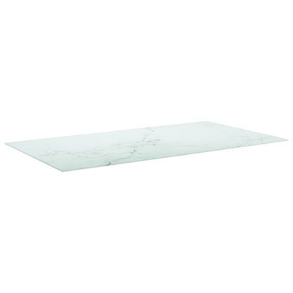 Table Top White 120X65 Cm 8Mm Tempered Glass With Marble Design