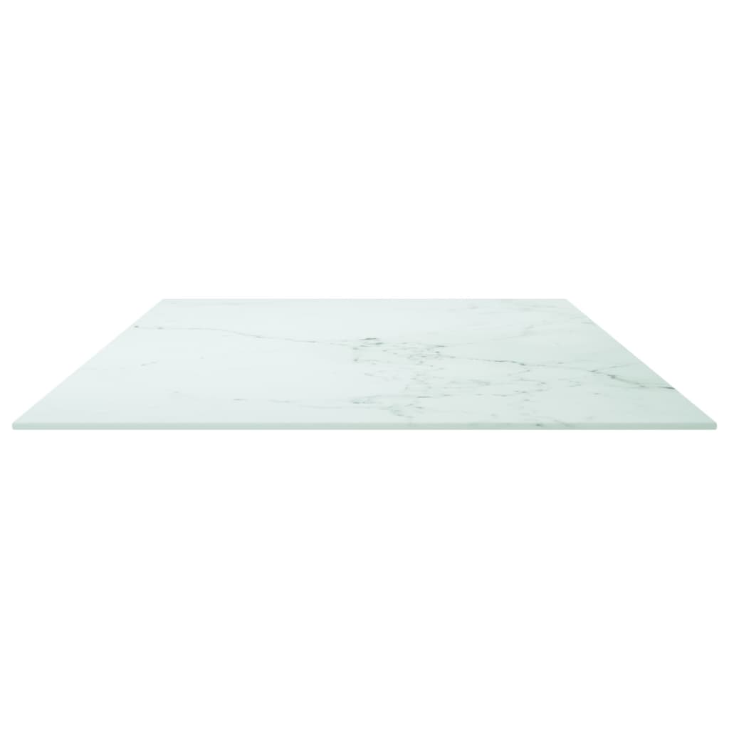 Table Top White 120X65 Cm 8Mm Tempered Glass With Marble Design