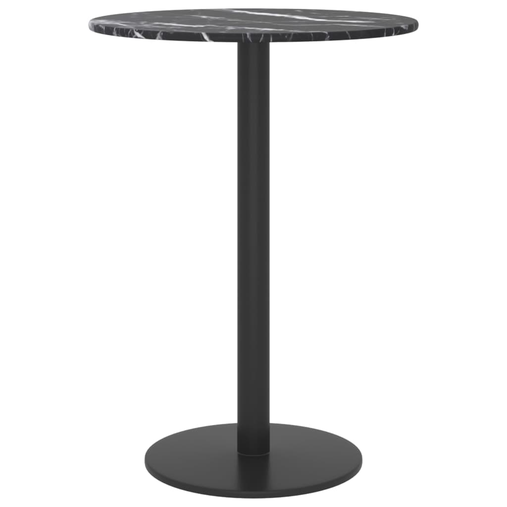 Table Top Black Ø30X0.8 Cm Tempered Glass With Marble Design