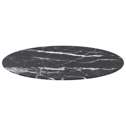 Table Top Black ?70X0.8 Cm Tempered Glass With Marble Design