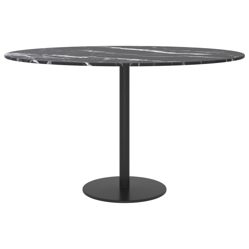 Table Top Black ?70X0.8 Cm Tempered Glass With Marble Design