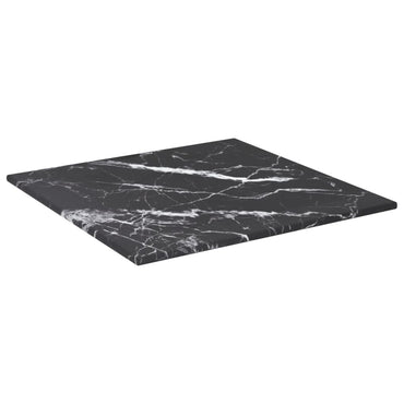 Table Top Black 30X30 Cm 6 Mm Tempered Glass With Marble Design