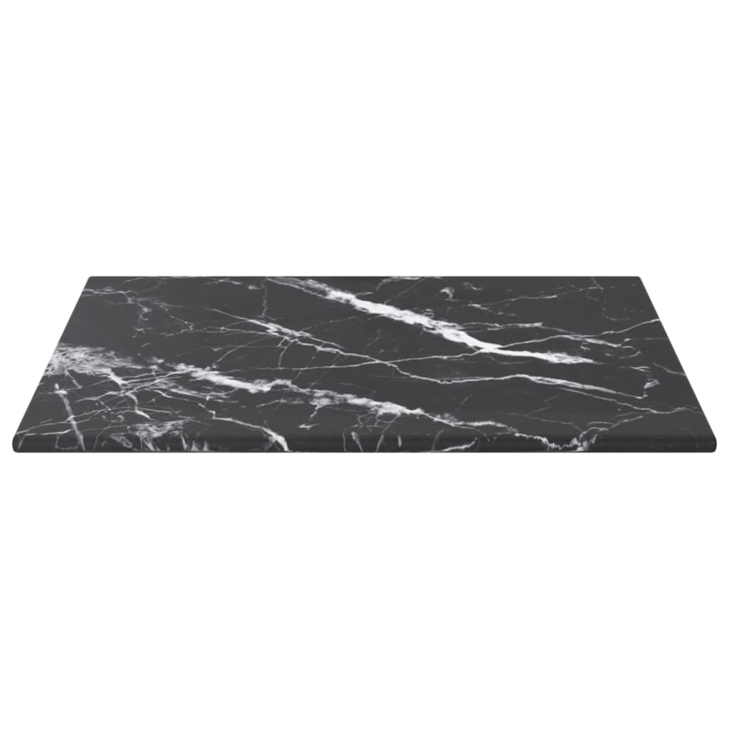 Table Top Black 30X30 Cm 6 Mm Tempered Glass With Marble Design