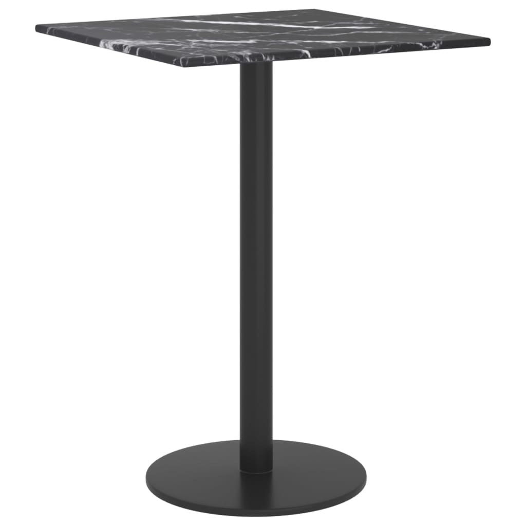 Table Top Black 30X30 Cm 6 Mm Tempered Glass With Marble Design