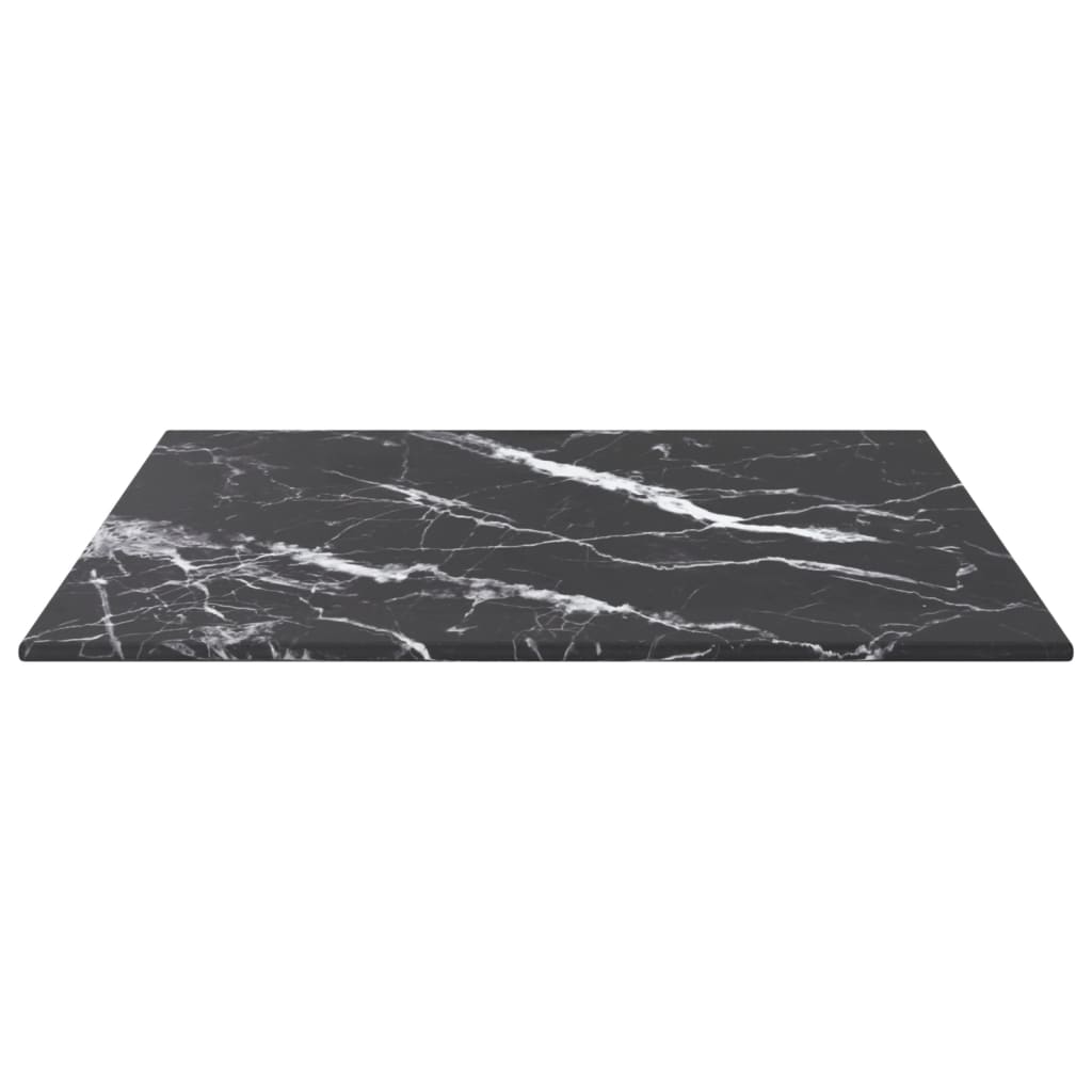 Table Top Black 40X40 Cm 6 Mm Tempered Glass With Marble Design