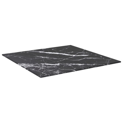 Table Top Black 50X50 Cm 6 Mm Tempered Glass With Marble Design