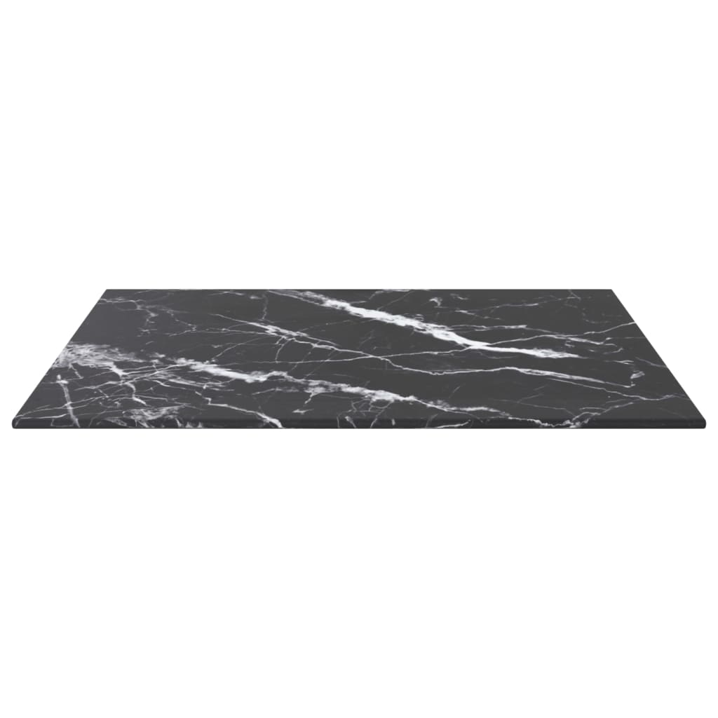 Table Top Black 50X50 Cm 6 Mm Tempered Glass With Marble Design