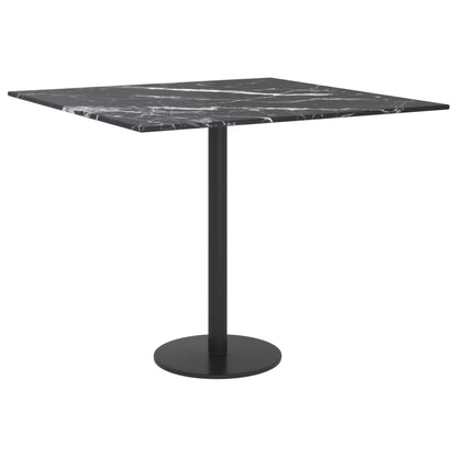 Table Top Black 50X50 Cm 6 Mm Tempered Glass With Marble Design