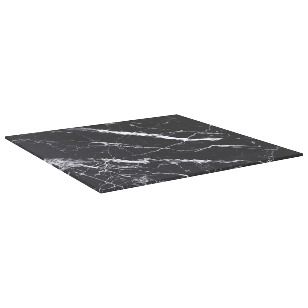 Table Top Black 60X60 Cm 6 Mm Tempered Glass With Marble Design