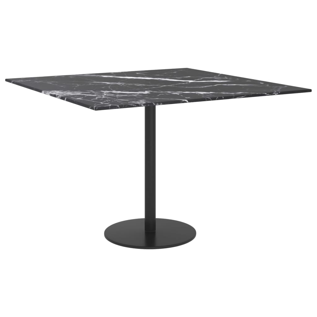 Table Top Black 60X60 Cm 6 Mm Tempered Glass With Marble Design