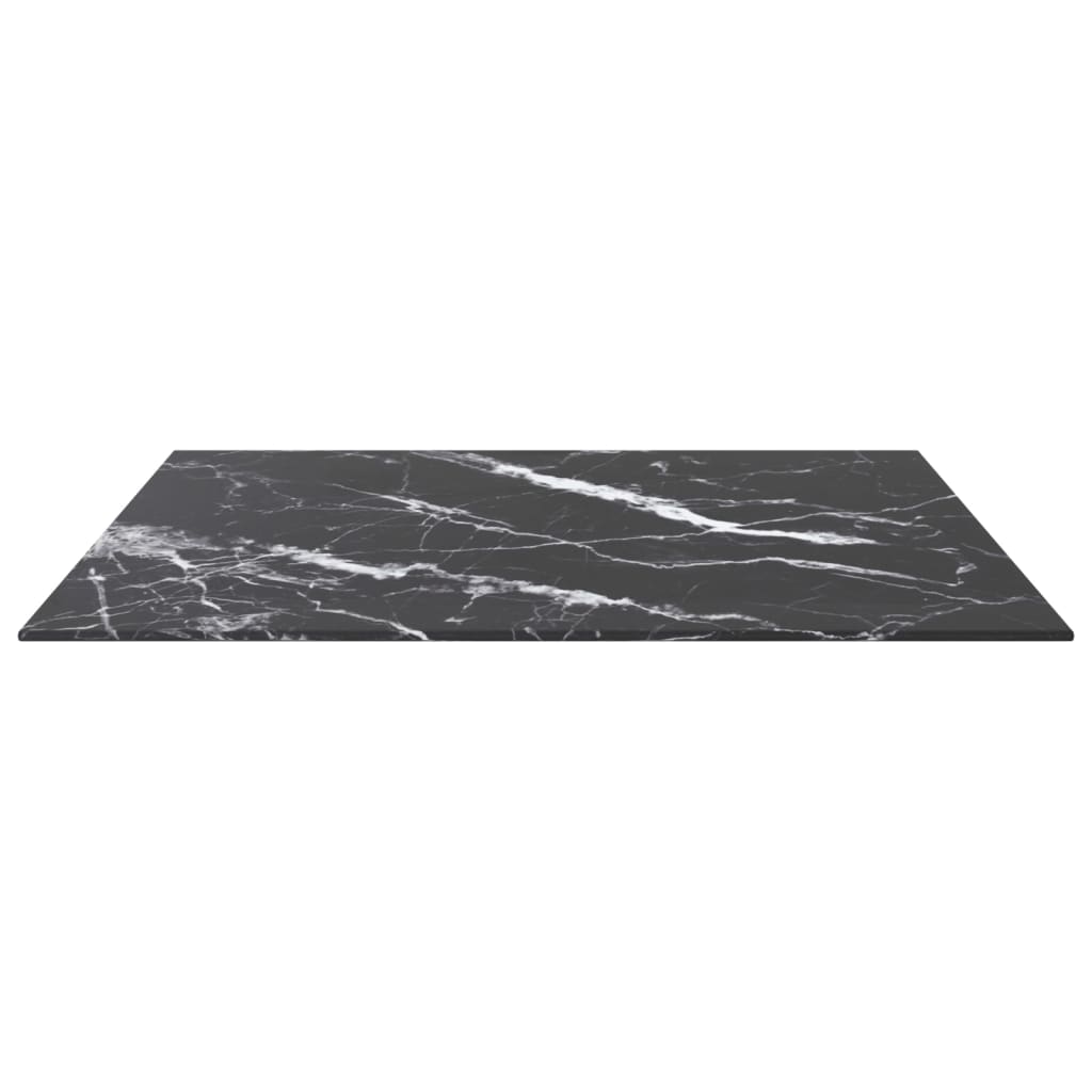 Table Top Black 70X70 Cm 6 Mm Tempered Glass With Marble Design