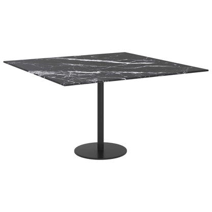 Table Top Black 70X70 Cm 6 Mm Tempered Glass With Marble Design